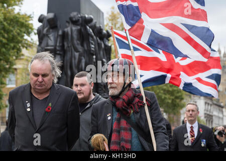 London, UK. 12th Nov, 2017. Members of the National Front (NF) far-right group march to the Cenotaph in Whitehall on Remembrance Sunday. Credit: Guy Corbishley/Alamy Live News Stock Photo