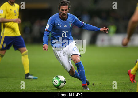 Milan, Italy - November 13: Bernardeschi  during the FIFA 2018 World Cup Qualifier Play-off  match Italy vs Sweden at Meazza Stadium on November 13, 2017 in Milan, Italy. Stock Photo