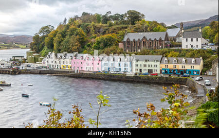 Colorful Houses in Portree, Isle of Skye in Scotland Stock Photo