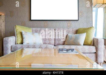 Classic vintage style furniture set in a living room. Interior of living room in house. Stock Photo