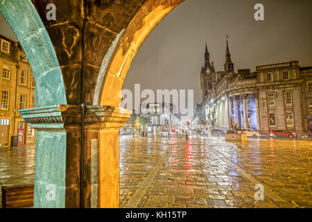 Mercat Cross in Aberdeen, Scotland at Night Stock Photo