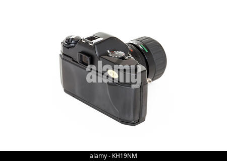 Vivitar V2000 SLR 35mm roll film camera, 28-70mm zoom lens, 1980s, isolated against a white background Stock Photo