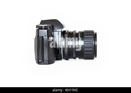 Vivitar V2000 SLR 35mm roll film camera, 28-70mm zoom lens, 1980s, isolated against a white background Stock Photo