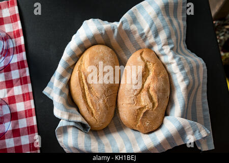 Delicious Fresh Bread served on table Stock Photo