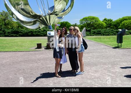 View of Floralis Generica in Recoleta, Buenos Aires, Argentina on beautiful spring day Stock Photo