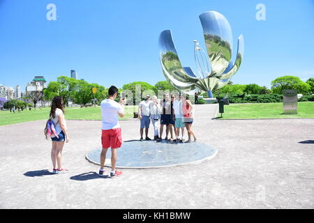 View of Floralis Generica in Recoleta, Buenos Aires, Argentina on beautiful spring day Stock Photo