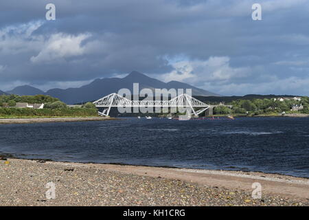 Connel Bridge and Cruachan, taken from the beach near Oban Airport Stock Photo