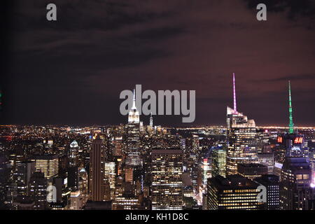 New York City at night, taken from the Rockefeller Centre Observatory Stock Photo