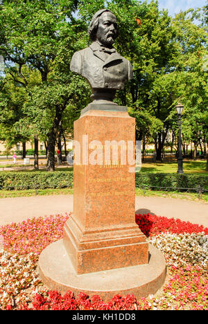 Monument of Mikhail Ivanovich Glinka in Alexander Garden,1804 - 1857, Russian Composer. Inscription: 'Mikhail Ivanovich Glinka'. Stock Photo