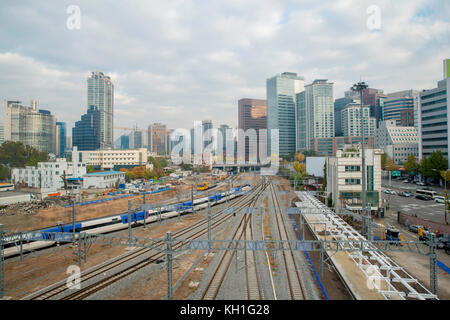 Seoul KTX train traffic in Seoul City, South Korea. Stock Photo