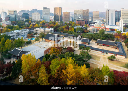 Deoksugung Palace on autumn season in Seoul, South Korea Stock Photo