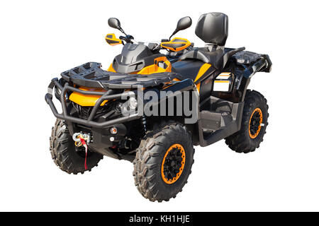 Quad Racing Yellow Yellow ATV quadbike isolated on white background with clipping path ...