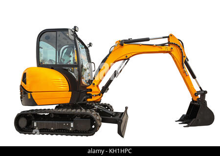 Small or mini excavator with clipping path isolated on white background Stock Photo
