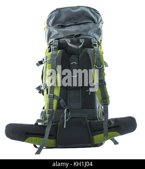 Large green touristic backpack isolated on white Stock Photo