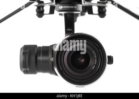 Varna, Bulgaria - April 23 ,2016: Image of DJI Inspire 1 Pro drone UAV quadcopter camera which shoots 4k video and 16mp still images  and is controlle Stock Photo