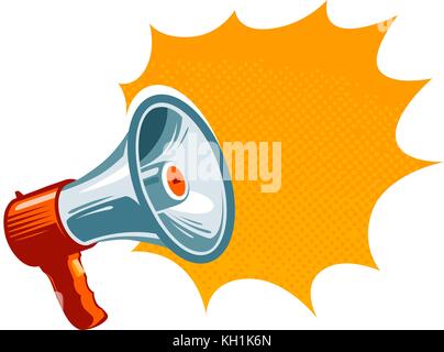 Loudspeaker, megaphone, bullhorn icon or symbol. Advertising, promotion concept. Vector illustration Stock Vector