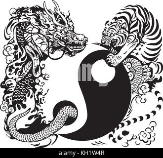 Tiger and Dragon Stock Vector
