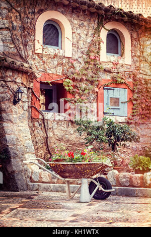 rustic stone wall Stock Photo