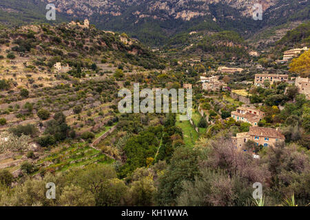 View over the village Deja Majorca Spain .The Serra de Tramuntana has been declared a World Heritage Site by UNESCO under the Cultural Landscape categ Stock Photo