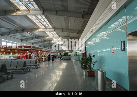 Dalian, China - October 2017: Architecture interior inside of Dalian Zhoushuizi International Airport in China. Stock Photo