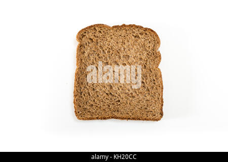 Whole grain sandwich bread slice, on white background. Stock Photo