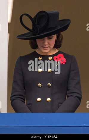 The Duchess of Cambridge during the annual Remembrance Sunday Service at the Cenotaph memorial in Whitehall, central London. Stock Photo