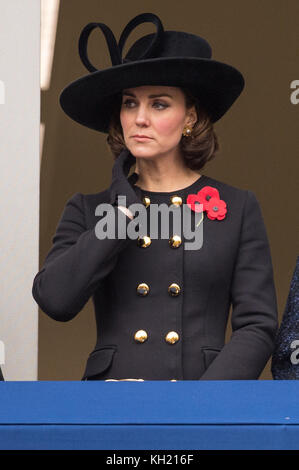 The Duchess of Cambridge during the annual Remembrance Sunday Service at the Cenotaph memorial in Whitehall, central London. Stock Photo
