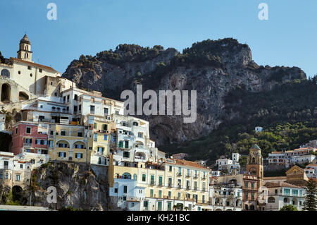 View of the resort town of Amalfi in a clear summer sunny day Stock Photo