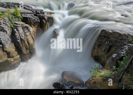 Majestic Sunwapta falls in Jasper National Park, Alberta, Canada. Stock Photo
