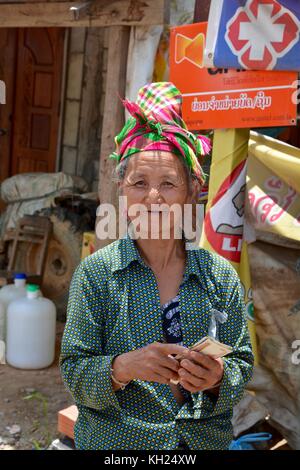 Local lady from Pak Mong, Luang Prabang province in Northern Laos Stock Photo
