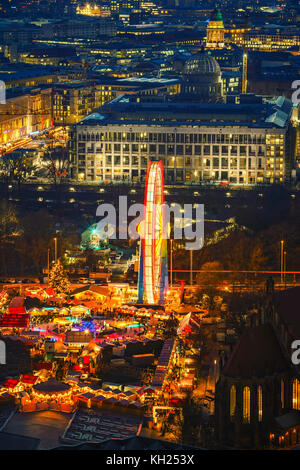 Aerial view on christmas market in Berlin at night Stock Photo