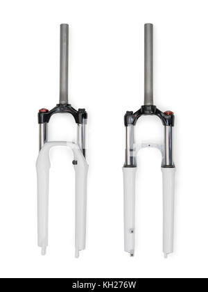 Front and rear view of bicycle fork. Isolated on white, clipping path included Stock Photo
