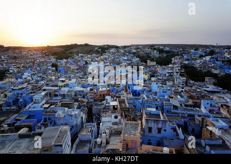 Aerial view of Jodhpur - blue city from Mehrangarh fort, Rajasthan, India. Stock Photo