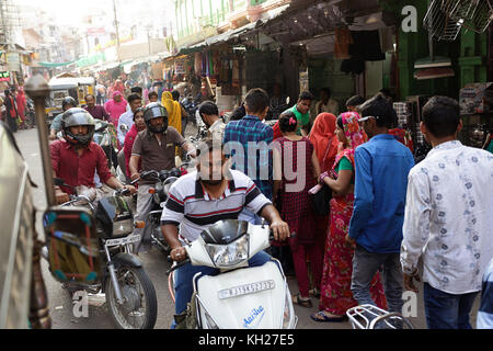 The busy street in Jodhpur, Rajasthan, India. Stock Photo