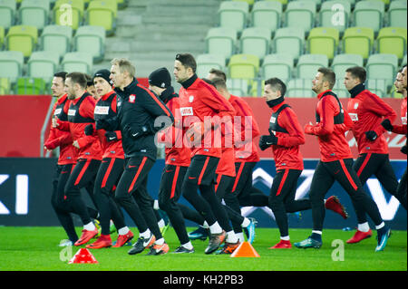 Gdansk, Poland. 12th Nov, 2017. Players of Poland national football team during a training of Polish national soccer team on Stadion Energa Gdansk before tomorrow friendly match against Mexico national football team in Gdansk, Poland. 12 November 2017 Credit: Wojciech Strozyk/Alamy Live News Stock Photo