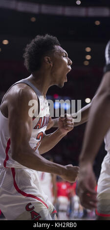 Tucson, Arizona, USA. 12th Nov, 2017. Arizona's Guard ALLONZO TRIER (35) reacts after the foul against UMBC Sunday, Nov. 12, 2017, at McKale Center in Tucson, Arizona. Credit: Jeff Brown/ZUMA Wire/Alamy Live News Stock Photo