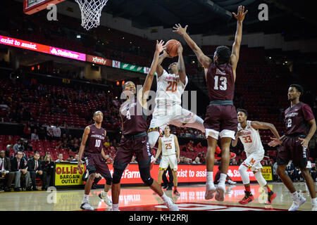 College Park, Maryland, USA. 12th Nov, 2017. TRAVIS VALMON (20) attempts to score during the game held at XFINITY Center in College Park, Maryland. Credit: Amy Sanderson/ZUMA Wire/Alamy Live News Stock Photo