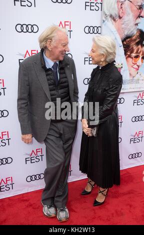 Hollywood, USA. 12th Nov, 2017. Actors Donald Sutherland and Helen Mirren attend the screening of 'The Leisure Seeker' at AFI FEST 2017 Presented By Audi at the Egyptian Theatre on November 12, 2017 in Hollywood, California. Credit: The Photo Access/Alamy Live News Stock Photo