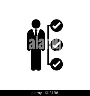 Businessman tasks items list icon, Checking mark checklist marker isolated-Vector Iconic Design. Stock Vector