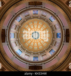 Inner dome from the rotunda floor of the Michigan State Capitol in Lansing, Michigan Stock Photo