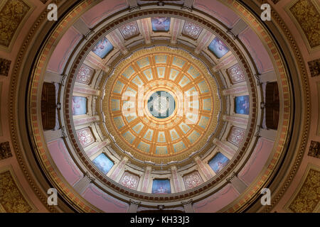 Inner dome from the rotunda floor of the Michigan State Capitol in Lansing, Michigan Stock Photo