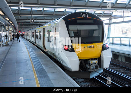 Thameslink Desiro City Class 700 train leaving Blackfriars Rail Station, London, UK Stock Photo