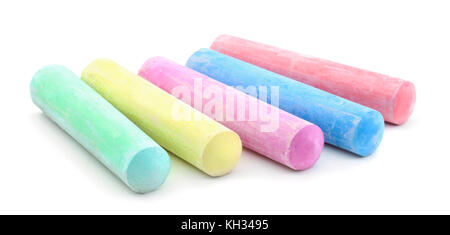 Colored chalks isolated on white background Stock Photo