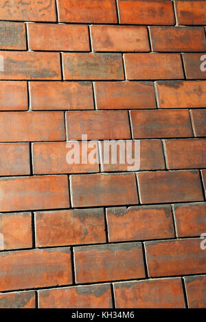 wall made of red facing brick, vertical image Stock Photo