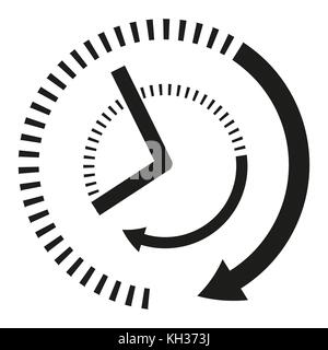 Icon clock hands in black and white Stock Vector