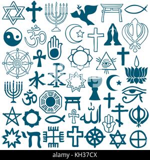 Big set of hand drawn doodle religious icons - vector illustration Stock Vector