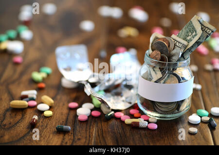 Multicolored tablets of different shapes and sizes Stock Photo