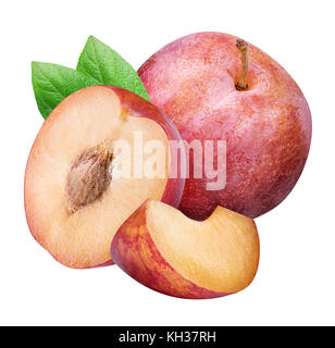 Group of plums isolated on white  background with clipping path Stock Photo