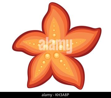 Starfish in flat style. Marine icon in cartoon style. Summer vector illustration. Web site page and mobile app design. Stock Vector