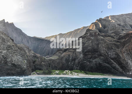 Na Pali Coast as seen from off shore Stock Photo